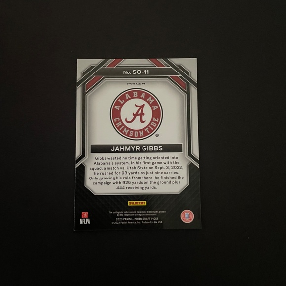 Jahmyr Gibbs: Alabama Crimson Tide Football, University of Alabama, 2023 Panini - Picture 2 of 2